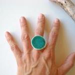 Round Turquoise Ring, fashi..