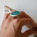 Round Turquoise Ring, fashi..