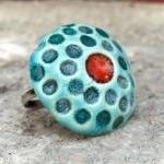 Red and turquoise ring, cer..