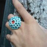 Red and turquoise ring, cer..