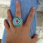 Red and turquoise ring, cer..