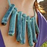 Blue line ceramic necklace