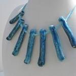 Blue line ceramic necklace