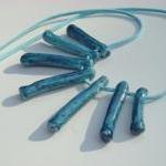Blue line ceramic necklace