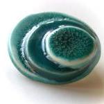 Ceramic brooch turquoise an..