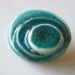 Ceramic brooch turquoise an..