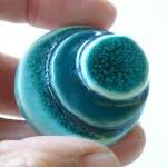 Ceramic brooch turquoise an..