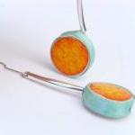 Orange and aqua earrings, s..