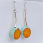 Orange and aqua earrings, s..