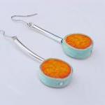 Orange and aqua earrings, s..