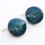 Blue Round Earr..