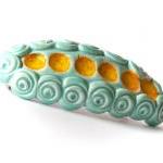 Aqua and yellow barrette, c..