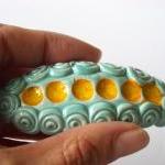 Aqua and yellow barrette, c..