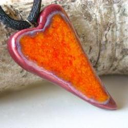 Heart pendant orange and burgundy