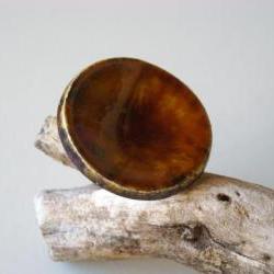 Round brown ring, fashion jewelry, ceramic