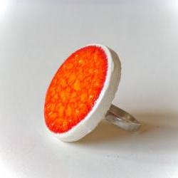 Orange ring, fashion jewelry ceramic